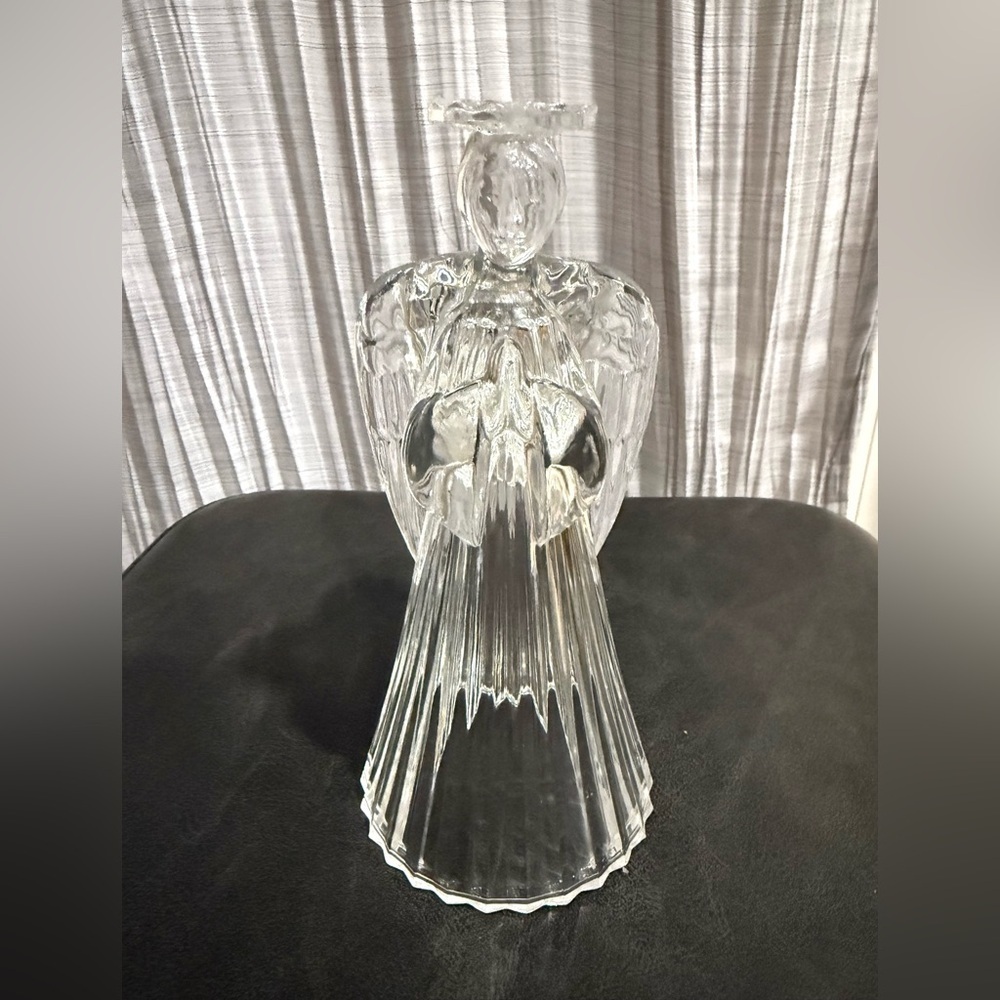 VTG Crystal Elegant Angel taper candle holder 7”